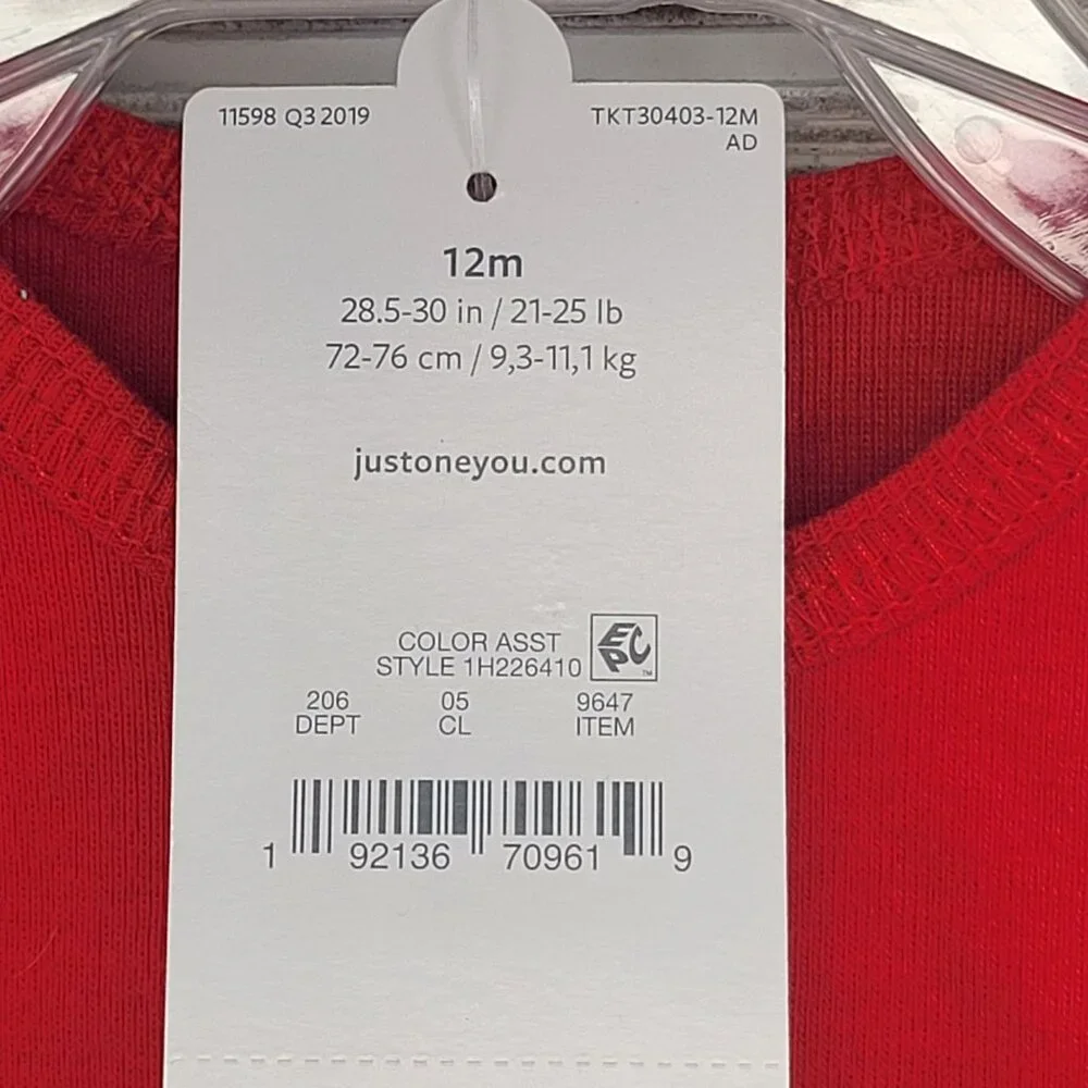 My First Valentines Day Baby‎ Bodysuit 12M Just One You Carters Red Long Sleeve